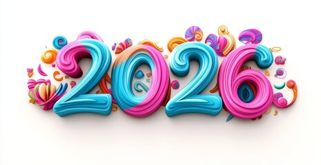 Obraz premium Happy New Year 2026 3D Text Effect