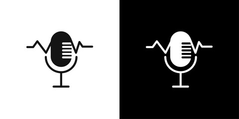 Podcast Icon Flat vector set outline
