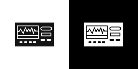 Portable electrocardiogram icon Flat vector set outline