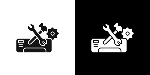 Repair air conditioner icon Flat vector set outline