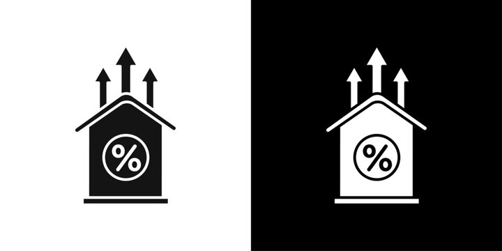 Rate for mortgage icon Flat vector set outline