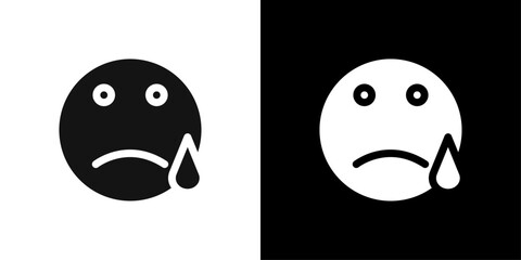 sad icon Flat vector set outline