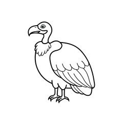 Vector illustration of a vulture in full line art, detailed and majestic for wildlife design.