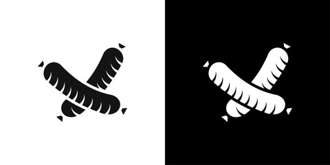 sausages icon Flat vector set outline