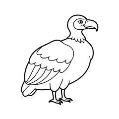 Vector illustration of a vulture in full line art, detailed and majestic for wildlife design.