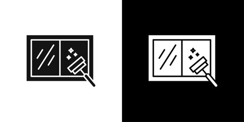 Windows cleaning icon Flat vector set outline