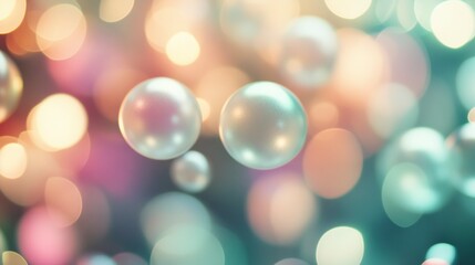 Obraz premium Soft focus light orbs in pastel hues with gentle bokeh effect, ideal for serene backgrounds, peaceful settings, calm wallpapers or subtle cover images. Generative ai