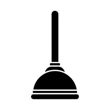 recommend clip art: Black outline style plumber bathroom plunger icon design isolated on a white background
