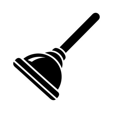 recommend clip art: Black outline style plumber bathroom plunger icon design isolated on a white background