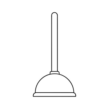 recommend clip art: Black outline style plumber bathroom plunger icon design isolated on a white background