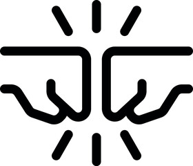 Line art vector icon of two hands clapping, creating a loud and celebratory applause sound