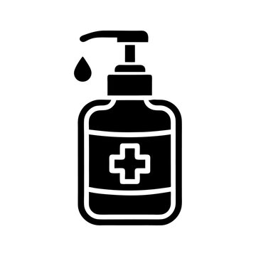 recommend clip art: Black silhouette sanitation cleaner washing bottle sanitizer icon and vector illustration