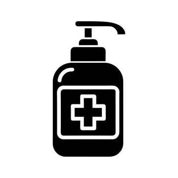 recommend clip art: Black silhouette sanitation cleaner washing bottle sanitizer icon and vector illustration