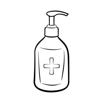 recommend clip art: Black silhouette sanitation cleaner washing bottle sanitizer icon and vector illustration