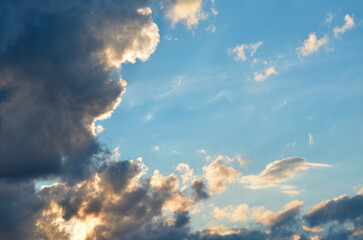 Natural background with clouds and sunlight