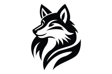 Black silhouette fox mascot vector