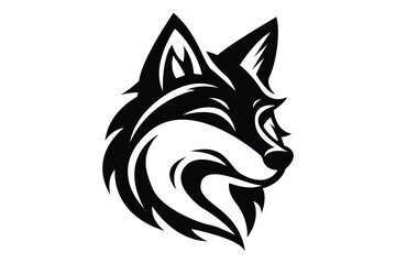 Black silhouette fox mascot vector