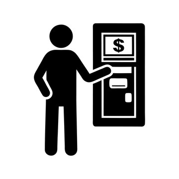 black atm and person silhouette clip art preview