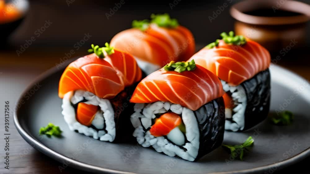 Sticker  Deliciously crafted sushi rolls ready to be savored