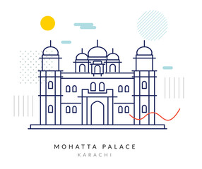 Fototapeta premium Mohatta Palace Museum - Karachi - Stock Illustration