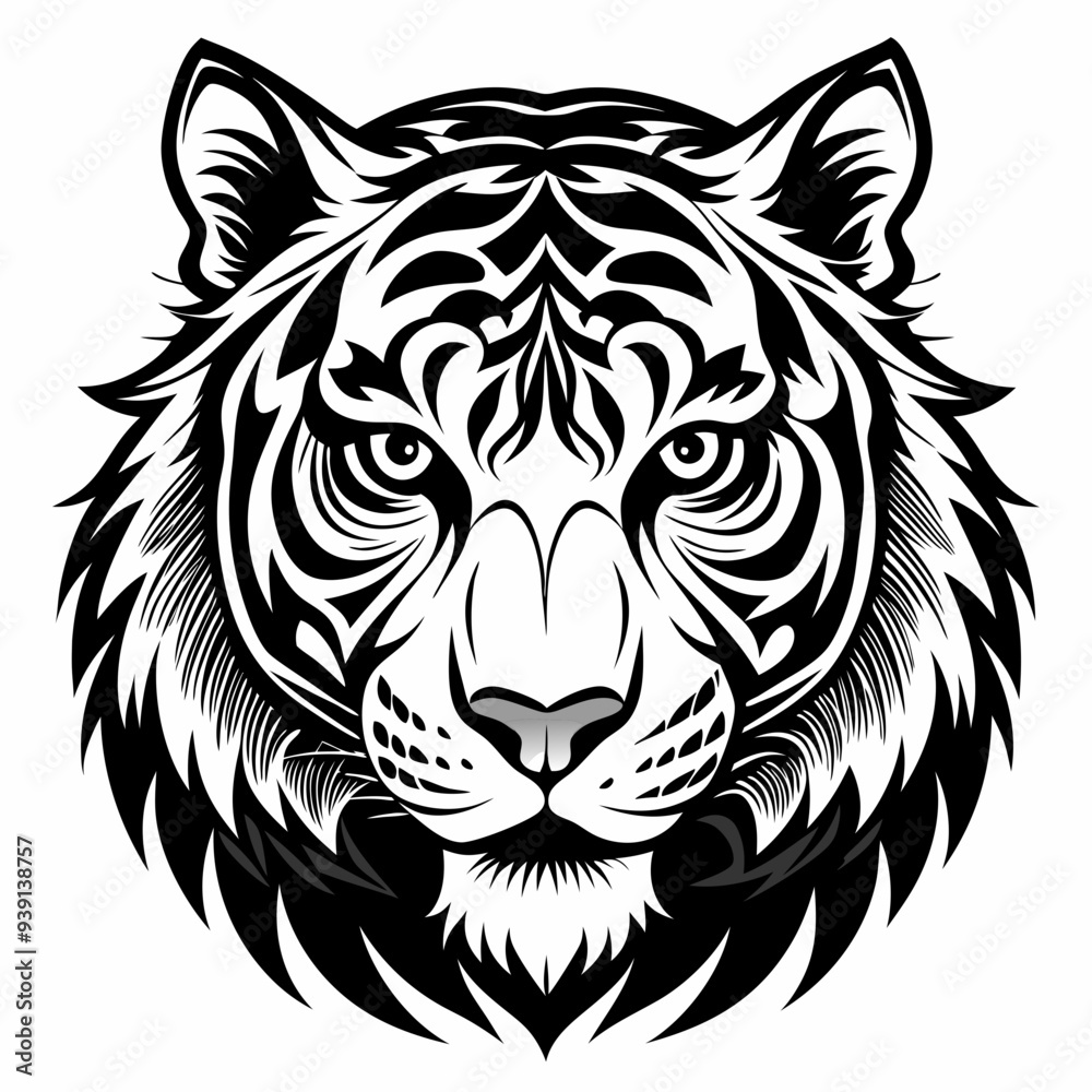 Wall mural tiger head silhouette vector illustration mascot logo