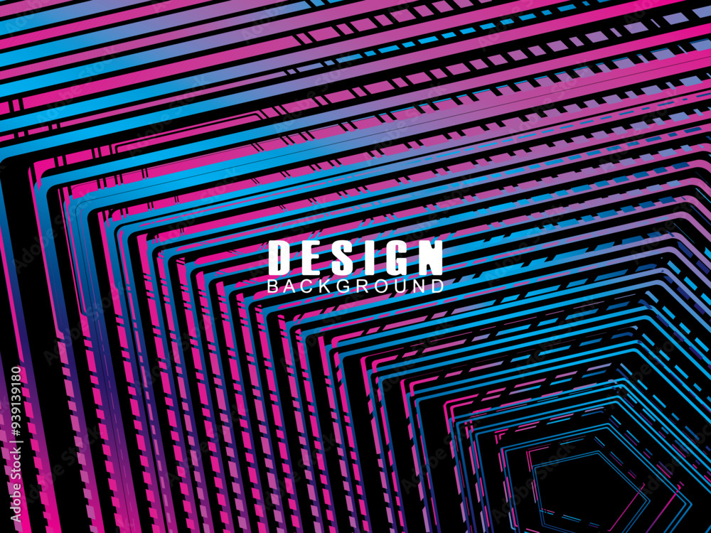 Fototapete futuristic abstract technology shining rainbow light lines with modern lines pattern black backgroun