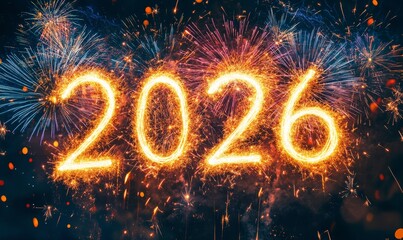 happy new year 2026 text effect