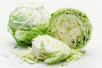 Fototapeta premium Sliced cabbage isolated on white background.