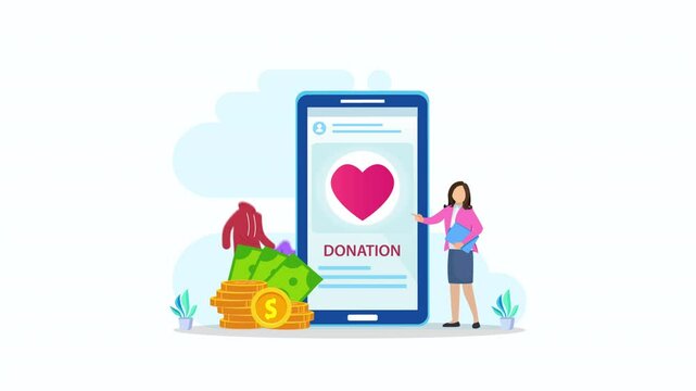 Charitable Online donations and fundraising 2d video animation 4k clip