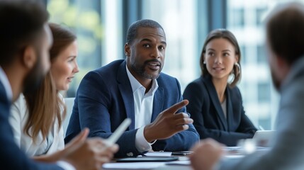 Business Leader Discussing Employee Healthcare Costs During a Professional Meeting in a Modern Office Setting