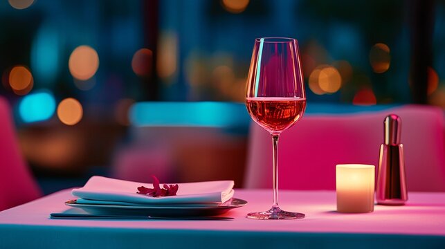 Romantic evening dinner for two candlelight soft music warm colors comfortable setting