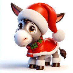 donkey wearing santa claus hat cartoon art