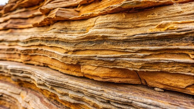 Close-up of sedimentary sandstone rock displaying a grainy and textured surface