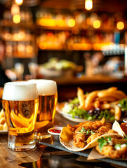 Cold beer with snacks. AI generative. © Dar1930