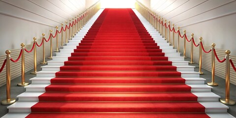 Fototapeta premium Red carpet staircase symbolizing the journey to success and victory in a celebratory pathway