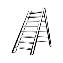 Silhouette outline and lineart style success concept step staircase ladder icon and vector illustration