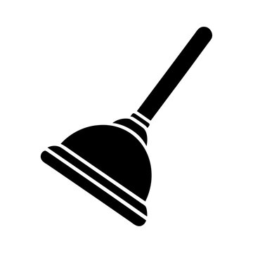 recommend clip art: Black outline style plumber bathroom plunger icon design isolated on a white background