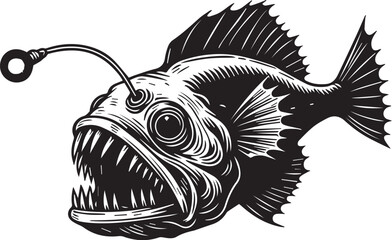 The Art of Anglerfish Fishing Rod Vector Outlines