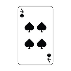 The playing card is black spades number four.