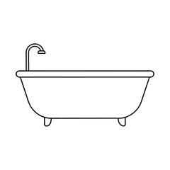 Silhouette water shower bathtub icon and vector illustration