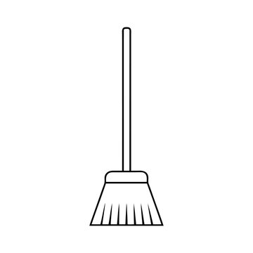 recommend clip art: Black silhouette lineart style cleaner broom brush icon and vector illustration