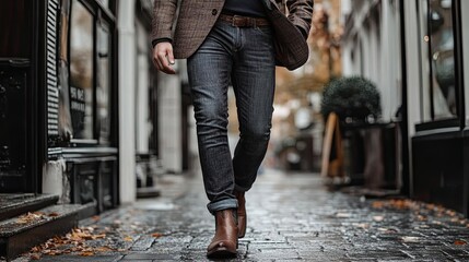 A man in a tailored blazer with jeans and cowboy boots, illustrating the mix of urban and Western influences in contemporary street style