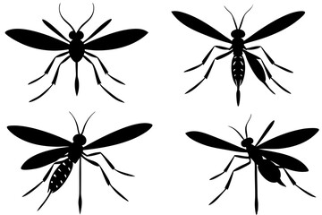 set of mosquito silhouette vector  illustration 