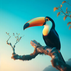 Obraz premium A toco toucan is perched on a tree branch