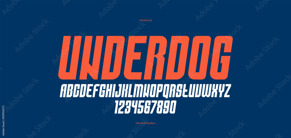 Fototapete bold simple sans serif display font for logos headers or slogans, vector italic heavy geometric type