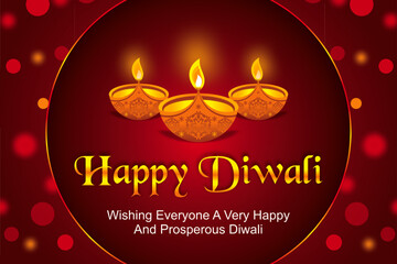 Naklejka premium Happy Diwali Hindu festival banner