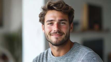 Obraz premium Horizontal portrait of happy male enterpreneur being glad to succeed in marketing development expresses positive emotions and feelings isolated over white studio background Facial expr : Generative AI