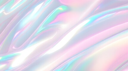 Obraz premium Holographic background seamless trendy iridescent light foil texture. Soft holographic pastel unicorn marble background pattern. Modern pearlescent blurry abstract swirl illustration. 