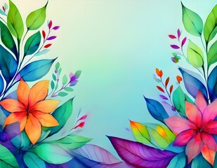 Obraz premium Colorful Floral Watercolor Background with Room for Text