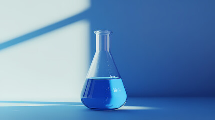 A beaker with blue liquid